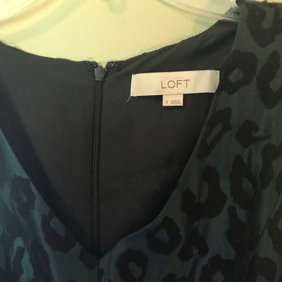 Loft Green Animal Print Fit and Flare Sleeveless Dress - Picture 9 of 10